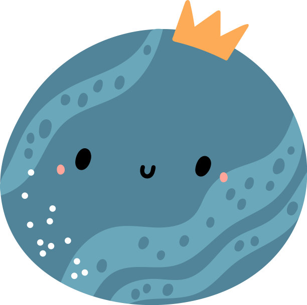 卡哇伊圆字蓝月亮戴王冠可爱图片下载