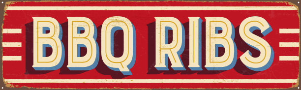 复古烧烤排骨金属标志图片下载