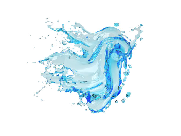 3d插图蓝色水溅在白色背景与剪切路径图片下载