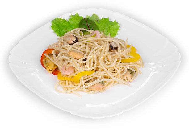 以海鲜为高级菜肴的意大利面食。图片下载