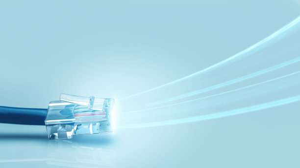 蓝色以太网线，rj45连接器，有数据流图片下载