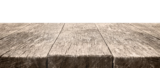 木制台面孤立在白色背景。图片下载