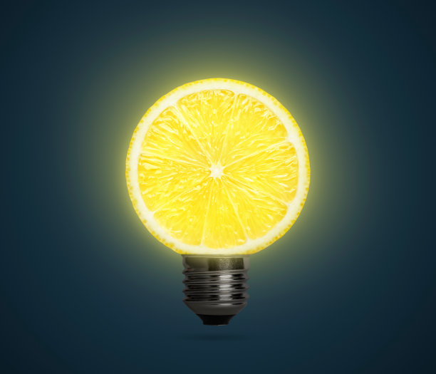 用柠檬灯泡构思概念图片下载