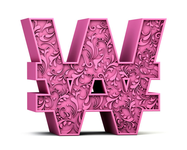 Won标志3d花孤立在白色背景。3 d演示。图片下载