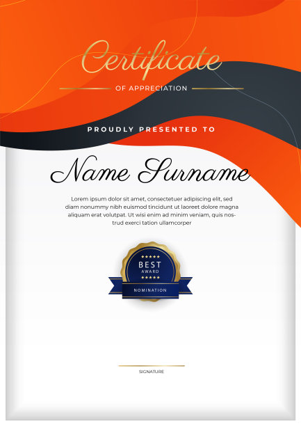 现代优雅彩色文凭证书模板。具有豪华徽章和现代线条图案的成就证书边框模板。为了奖励、商业和教育需求图片下载