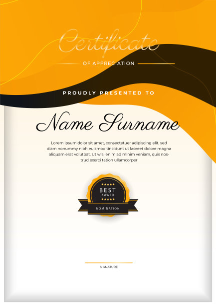 现代优雅彩色文凭证书模板。具有豪华徽章和现代线条图案的成就证书边框模板。为了奖励、商业和教育需求图片下载