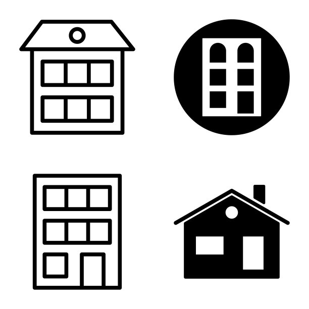 房子平面图标设置孤立在白色背景图片下载