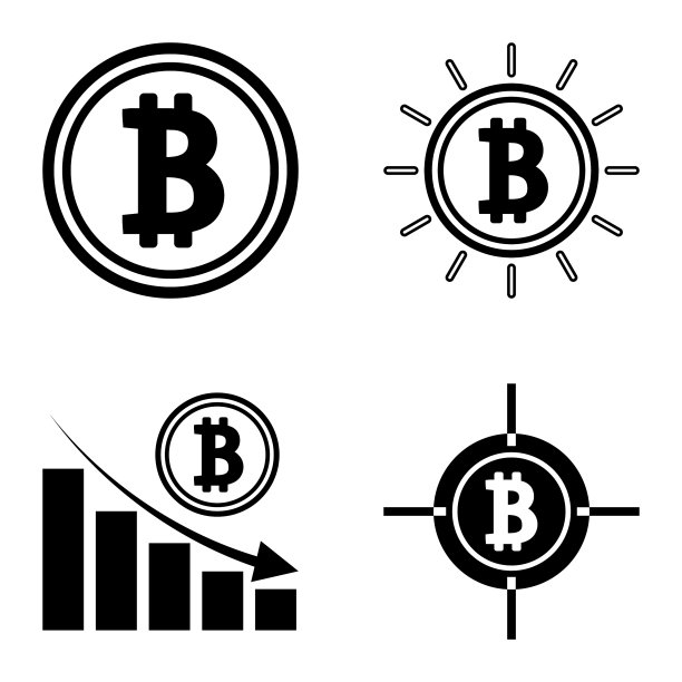Bitcoins1-2平面图标设置在白色隔离图片下载