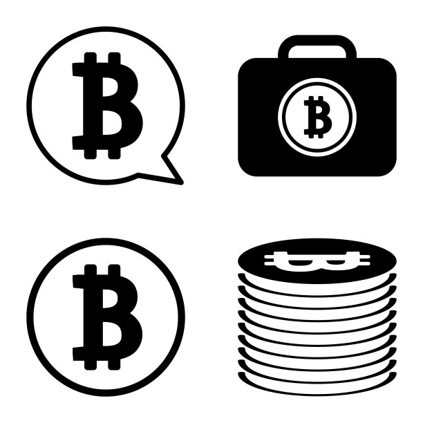 Bitcoins1-2平面图标设置在白色隔离图片下载