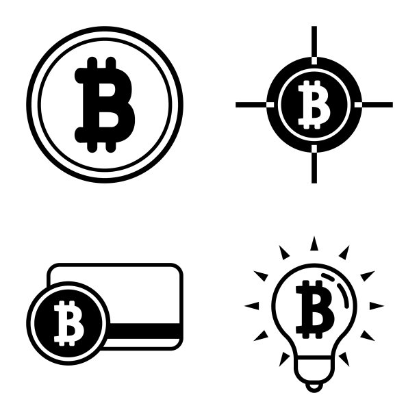 Bitcoins1-2平面图标设置在白色隔离图片下载