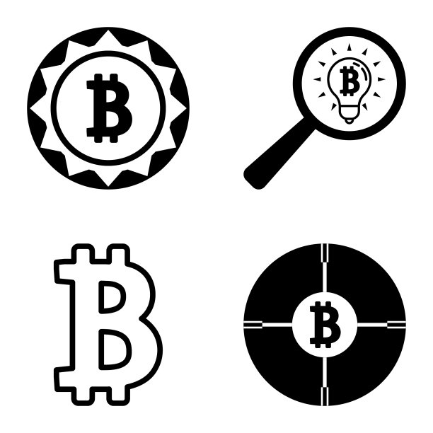 Bitcoins1-2平面图标设置在白色隔离图片下载