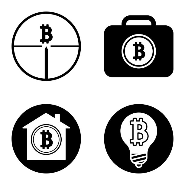 Bitcoins1-2平面图标设置在白色隔离图片下载