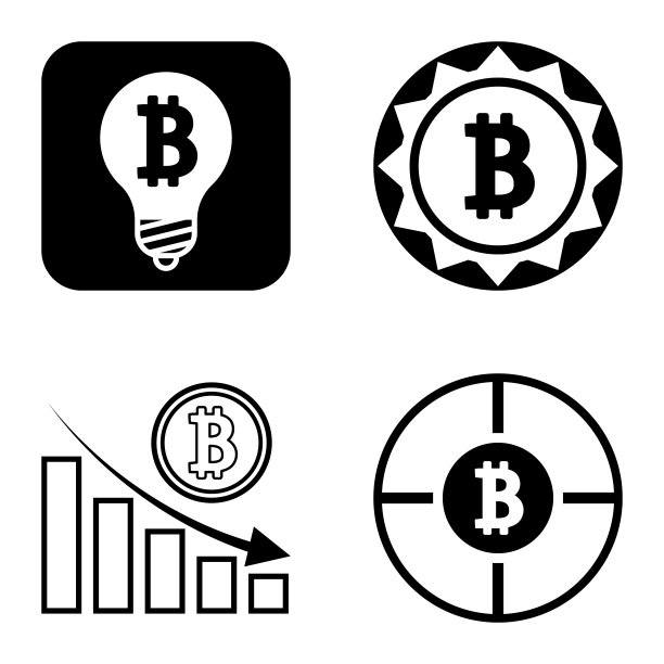 Bitcoins1-2平面图标设置在白色隔离图片下载