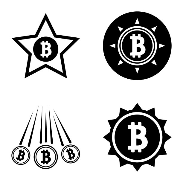Bitcoins1-2平面图标设置在白色隔离图片下载