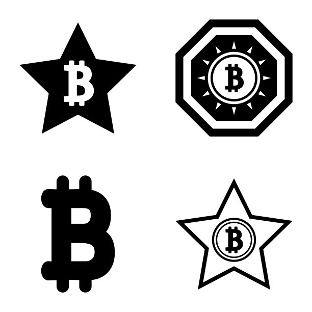 Bitcoins1-2平面图标设置在白色隔离图片下载