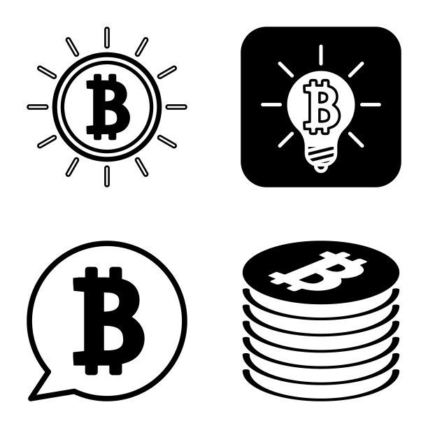 Bitcoins1-2平面图标设置在白色隔离图片下载