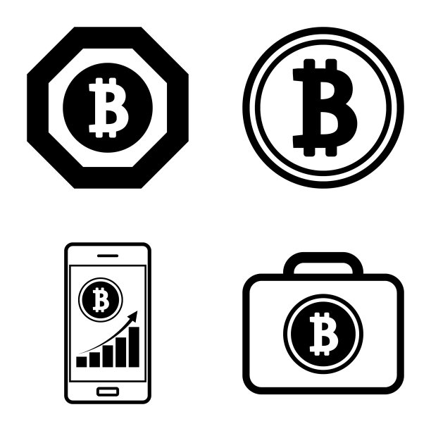 Bitcoins1-2平面图标设置在白色隔离图片下载