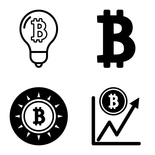 Bitcoins1-2平面图标设置在白色隔离图片下载