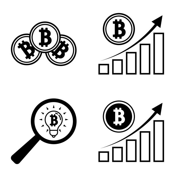 Bitcoins1-2平面图标设置在白色隔离图片下载