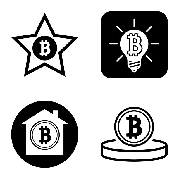 Bitcoins1-2平面图标设置在白色隔离图片下载