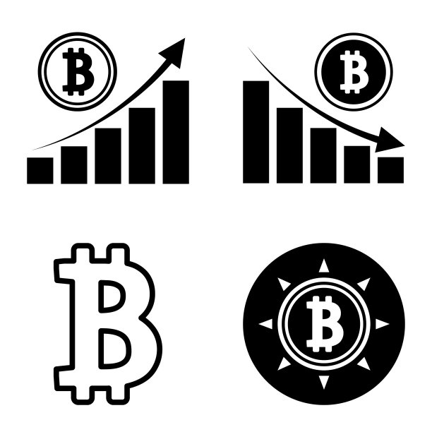 Bitcoins1-2平面图标设置在白色隔离图片下载