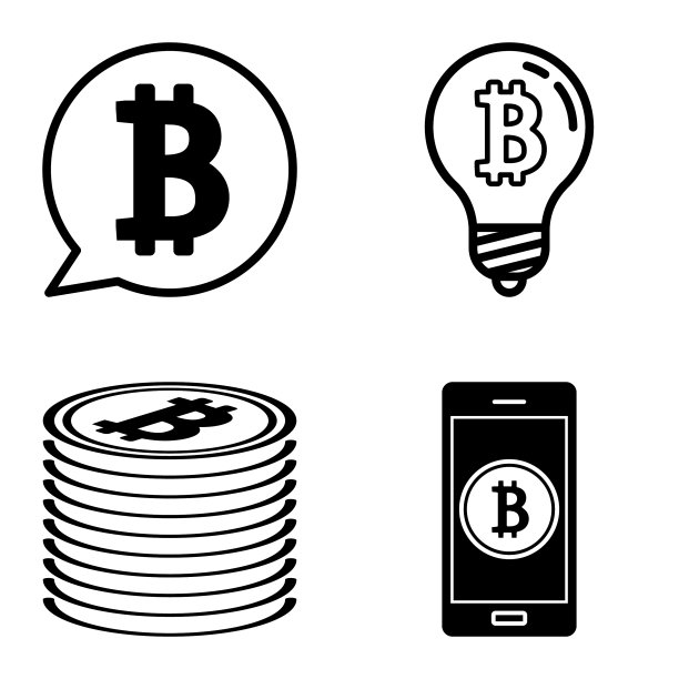 Bitcoins1-2平面图标设置在白色隔离图片下载
