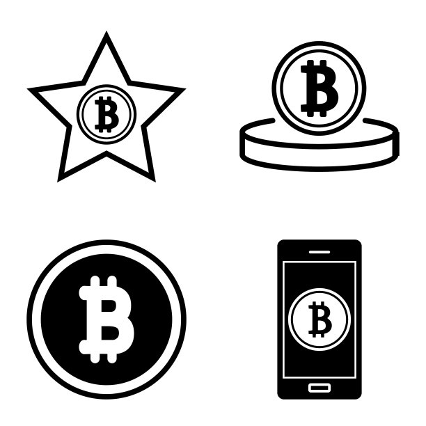 Bitcoins1-2平面图标设置在白色隔离图片下载