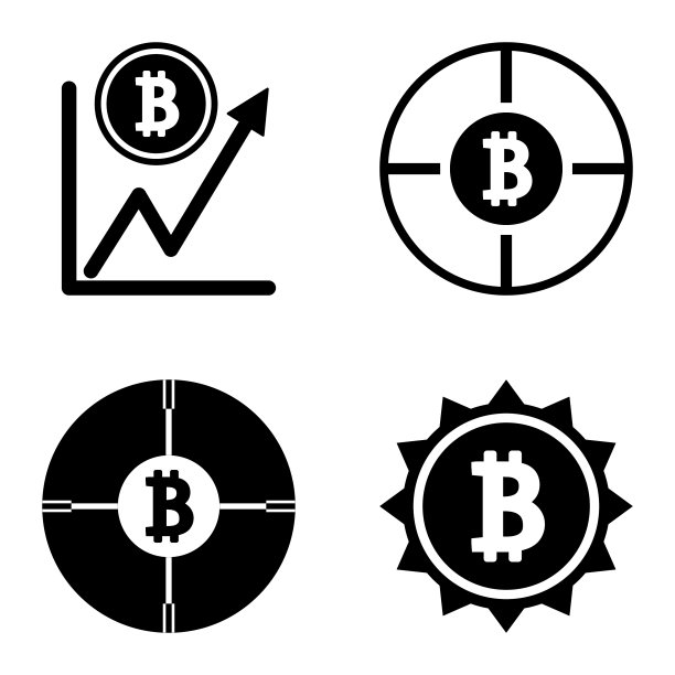 Bitcoins1-2平面图标设置在白色隔离图片下载