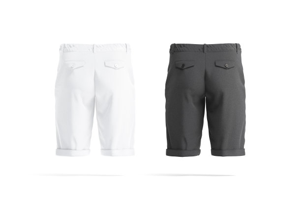 空白的黑色和白色的男人短裤模型，背面的看法图片下载