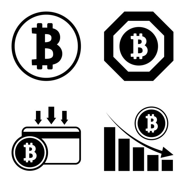 Bitcoins1-2平面图标设置在白色隔离图片下载