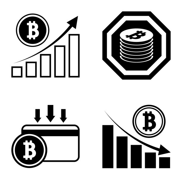 Bitcoins1-2平面图标设置在白色隔离图片下载