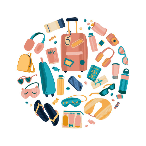 彩色手绘图案圆形形状在新潮的平面风格与干刷纹理。图片下载