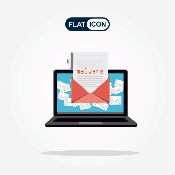 病毒、盗版、黑客和安全的概念。在ipad里装了装了walware的信封。网站横幅的电子邮件保护，反恶意软件。平面向量插图。图片下载