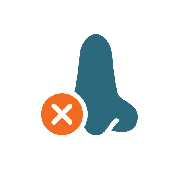 鼻子与交叉复选标记彩色图标。鼻子和鼻窦疾病的象征图片下载