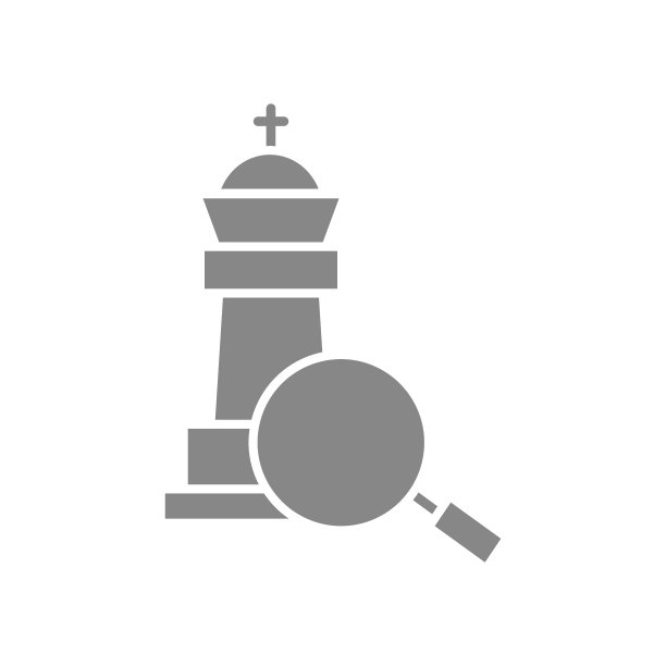 棋王用放大镜和灰色图标。桌游，餐桌娱乐的象征图片下载