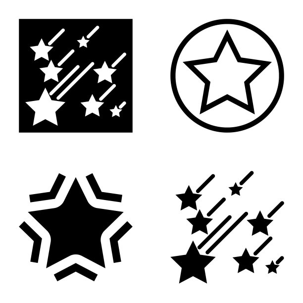 星星平面图标设置孤立在白色背景图片下载
