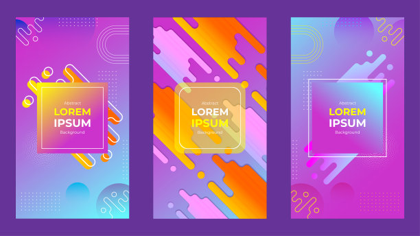 设置彩色梯度背景。抽象几何社交媒体模板与流体形状，设计海报。矢量插图。图片下载