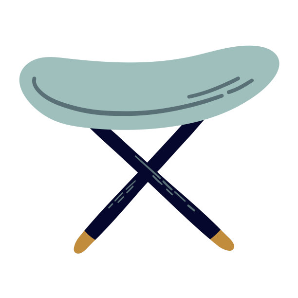 向量元素。平露营椅。徒步旅行，旅游，野营的组合。图片下载