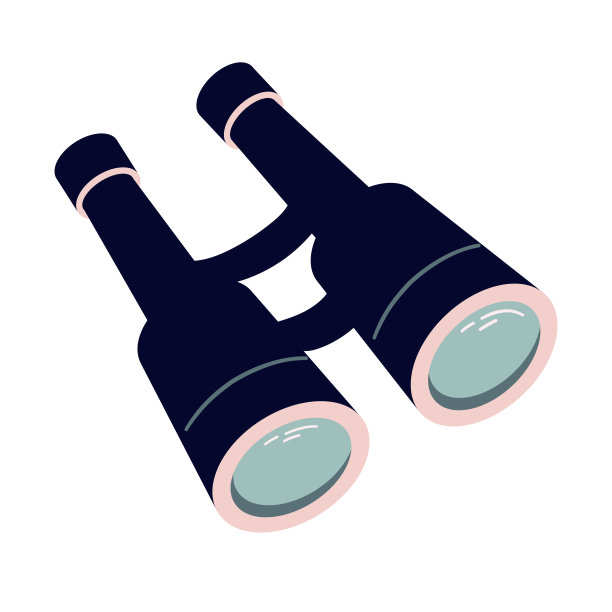 向量元素。双筒望远镜、监视间谍。徒步旅行，旅游，野营的组合。图片下载