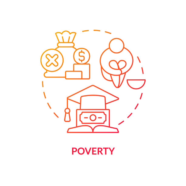 贫穷红色渐变概念图标图片下载