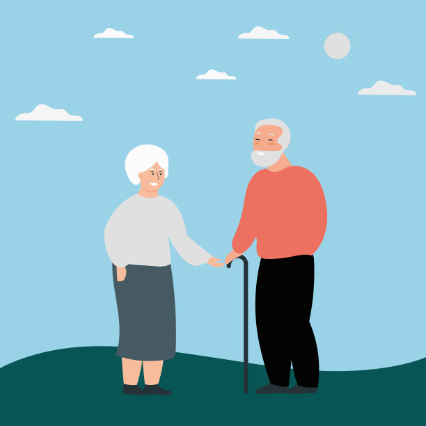 高级夫妇草地矢量插图图片下载