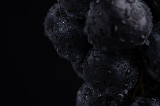 葡萄与水滴的特写。图片下载