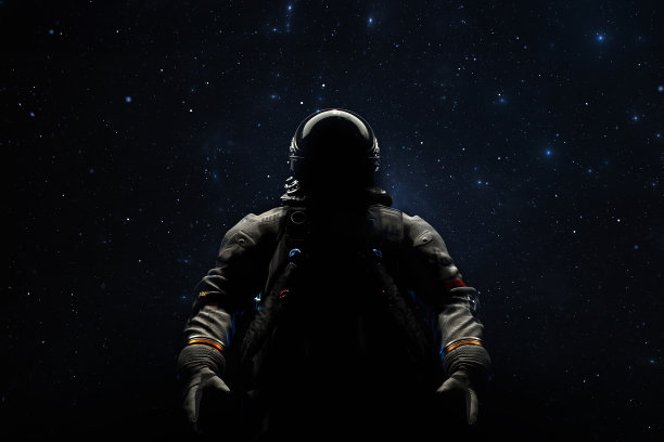 宇航员宇航员发现新世界的星系全景，幻想通往遥远宇宙的门户。宇航员的太空探索，通往另一个宇宙的大门。三维渲染图片下载