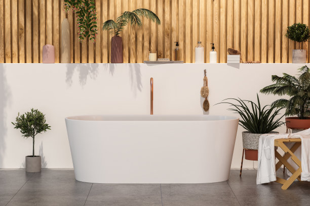 时尚的现代浴室内部，干净的毛巾，图片下载