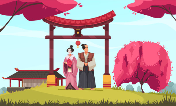 传统的日本夫妻构图图片下载
