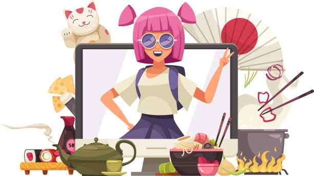 日本的刻板印象涂鸦构图图片下载