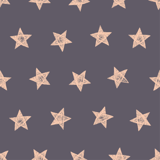 孩子手绘粉笔矢量无缝图案的星星在夜空的背景。图片下载