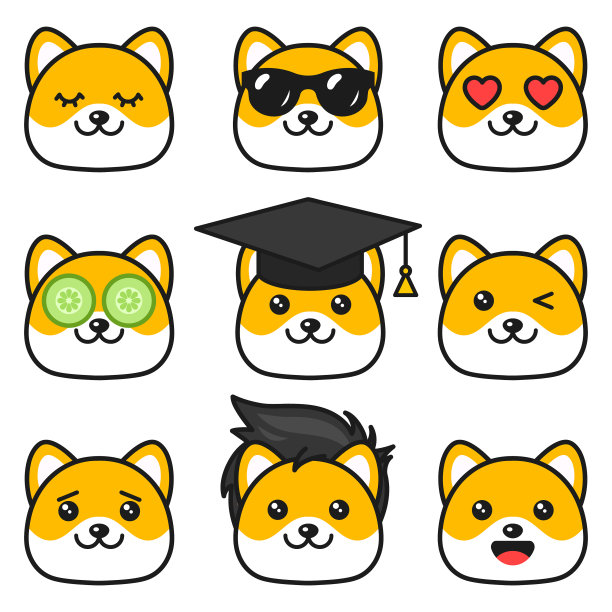 一套卡通日本狗秋田犬图片下载