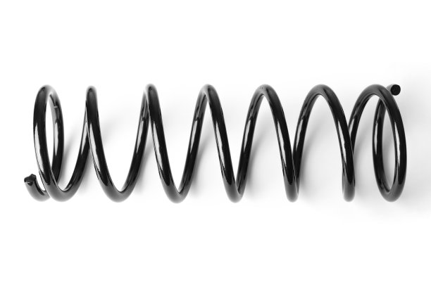 白色背景的钢制弹簧减震器图片下载