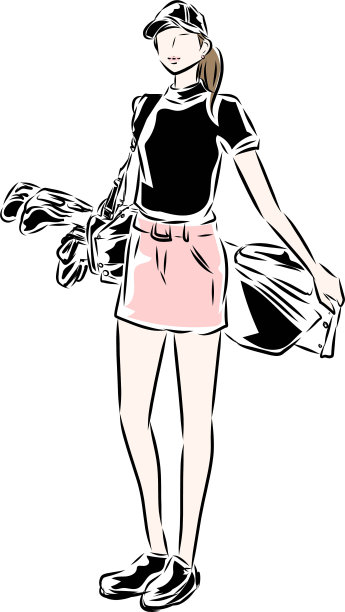 在高尔夫球场练习高尔夫的女人图片下载